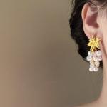 French Vintage Pearl Grape Tassel Earrings – Creative Luxury Fruit Design for Women, Elegant Fairy Style Jewelry.