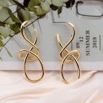 Vintage Metal Dangle Earrings, Irregular Geometric Punk Drop Jewelry.