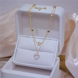 Fashion Cute Love Heart Shaped Pendant Necklace Pearl Chain Shiny Women 2023 Aesthetic Jewelry Choker Wedding Party Jewelry Gift