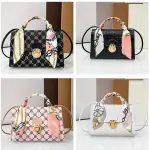 New Ladies PU Crossbody Bag – Dot Panel Print, Scarf Detail, Lock Buckle Shoulder Bag