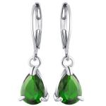 Green Water Drop CZ Earrings: Elegant cubic zirconia earrings, perfect for weddings and luxury events.