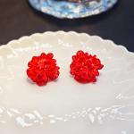 LATS Black Flower Stud Earrings feature a folded, multi-layer enamel design for a chic, floral look.